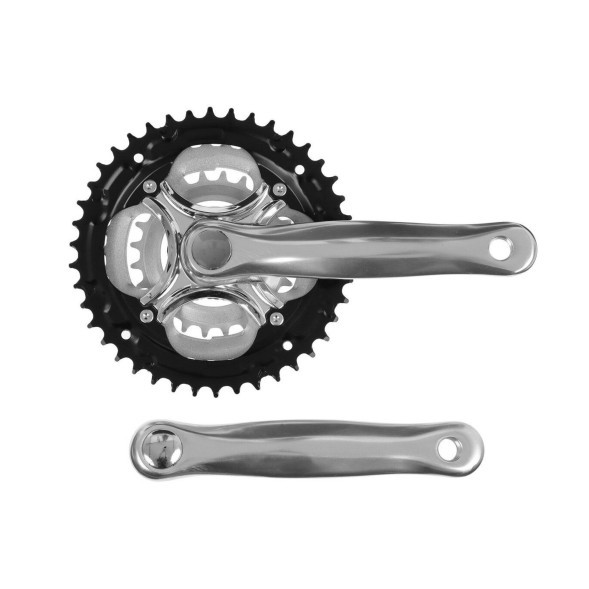 Система шатунов велосипедная SYU-5134, 170 мм, 24/34/42Т зубьев, SQR, 9/16&amp;quot;, алюминиевые шатуны, под квадрат, черный/серебристый