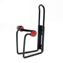 Флягодержатель алюминиевый, с красными поджимными вставками, черный