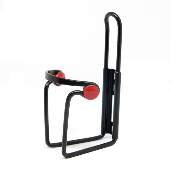 Флягодержатель алюминиевый, с красными поджимными вставками, черный