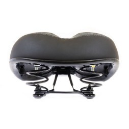 Седло велосипедное Hongfei HF-AZ-5555-02-BKG, 250x210 мм, комфортное, с пружинами, черно-серое