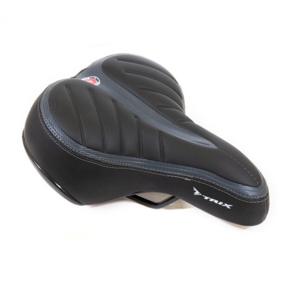 Седло велосипедное Hongfei HF-AZ-5555-02-BKG, 250x210 мм, комфортное, с пружинами, черно-серое