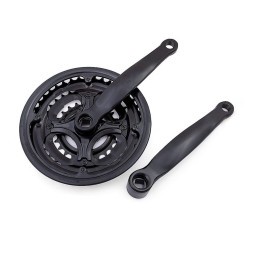 Система шатунов велосипедная Golden Swallow HDL-S305, 170 мм, 42/32/22Т, 9/16", сталь, с защитой звезд, Black