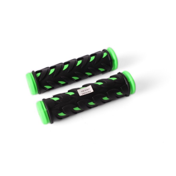 Ручки на руль для велосипеда 120 мм, резиновые, с окантовкой, зеленый