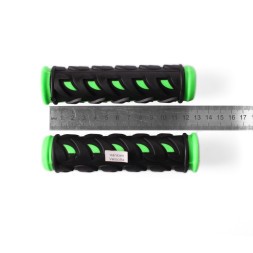 Ручки на руль для велосипеда 120 мм, резиновые, с окантовкой, зеленый