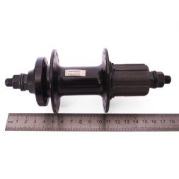 Втулка велосипедная Wang Zheng WZ-A282R black-32, задняя, алюмин., под диск 6 болтов, под кассету 8/10ск., на гайках, 32 отверстия, ось 3/8&amp;quot;х135x175 мм, б/уп.