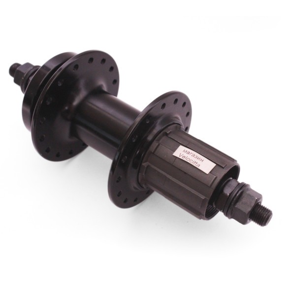 Втулка велосипедная Wang Zheng WZ-A282R black-32, задняя, алюмин., под диск 6 болтов, под кассету 8/10ск., на гайках, 32 отверстия, ось 3/8&amp;quot;х135x175 мм, б/уп.