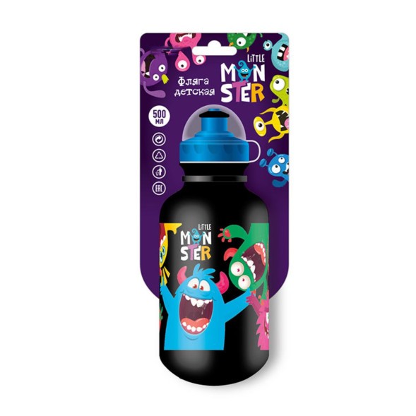 Фляга велосипедная BTTX501LM Little Monster, детская, 500 мл, защитная крышка, LDPE, фиолетовая