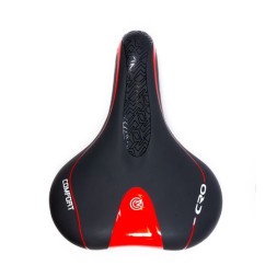 Велоседло AZ-2854, T-01, 270х205 мм, MTB, Comfort Series, с ручкой, черн/красный