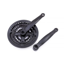 Система велосипедная Saiguan DC-304D, 170 мм, звезды: 48/38/28Т, 9/16", D-EDх3, стальные шатуны, с защитой, черный