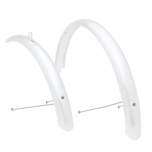 Крылья велосипедные 28&amp;quot;, полноразмерные, набор переднего/заднего, шир. 55 мм, стальные, White