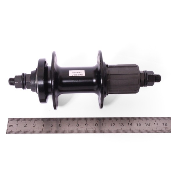 Втулка задняя WZ-A282R black, алюмин., под диск 6 болтов, под кассету 8/10 скоростей, с гайками, 36 отверстий, ось 3/8&amp;quot;х135x175 мм, торг. уп.