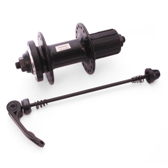 Втулка велосипедная WZ-A282RQ black, задняя, алюминиевая, под диск 6 болтов, под кассету 8/10 скор., с эксцентриком, 36 отверстий, ось 3/8&amp;quot;х135x145 мм, box