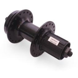 Втулка велосипедная WZ-A282RQ black, задняя, алюминиевая, под диск 6 болтов, под кассету 8/10 скор., с эксцентриком, 36 отверстий, ось 3/8&amp;quot;х135x145 мм, box