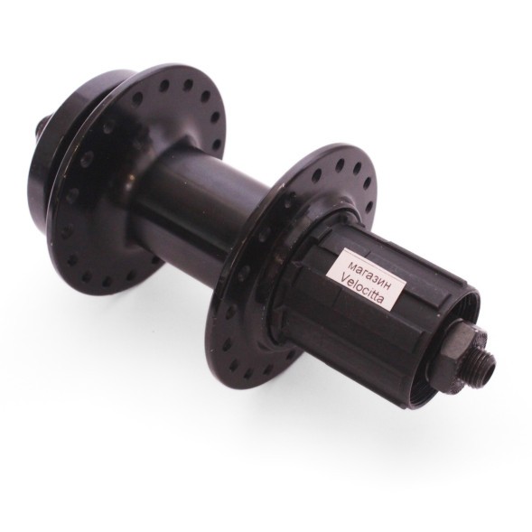 Втулка велосипедная WZ-A282RQ black, задняя, алюминиевая, под диск 6 болтов, под кассету 8/10 скор., с эксцентриком, 36 отверстий, ось 3/8&amp;quot;х135x145 мм, box