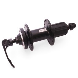 Втулка велосипедная WZ-A282RQ black, задняя, алюминиевая, под диск 6 болтов, под кассету 8/10 скор., с эксцентриком, 36 отверстий, ось 3/8&amp;quot;х135x145 мм, box