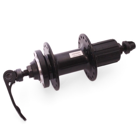 Втулка велосипедная WZ-A282RQ black, задняя, алюминиевая, под диск 6 болтов, под кассету 8/10 скор., с эксцентриком, 36 отверстий, ось 3/8&amp;quot;х135x145 мм, box