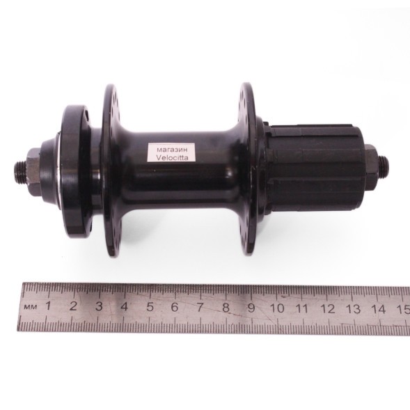 Втулка велосипедная WZ-A282RQ black, задняя, алюминиевая, под диск 6 болтов, под кассету 8/10 скор., с эксцентриком, 36 отверстий, ось 3/8&amp;quot;х135x145 мм, box