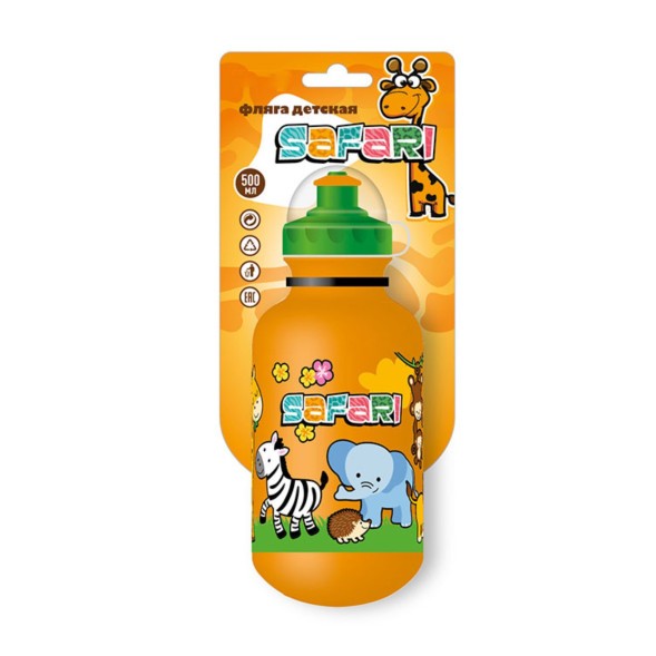 Велофляга BTTX501SF Safari, детская, 500 мл, с крышкой защитной, LDPE, оранжевая