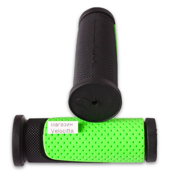 Грипсы велосипедные 90 мм, резиновые, 2-х компонентные, зеленый