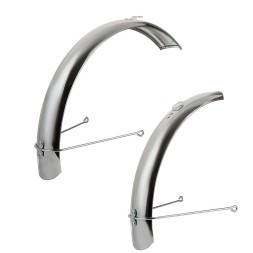 Комплект велокрыльев 28&amp;quot;, шир. 62 мм, полноразмерные, стальные, хромированные