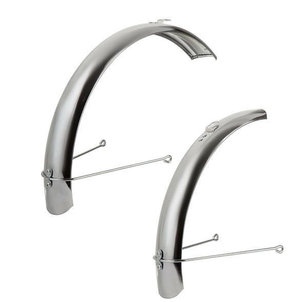 Комплект велокрыльев 28&amp;quot;, шир. 62 мм, полноразмерные, стальные, хромированные