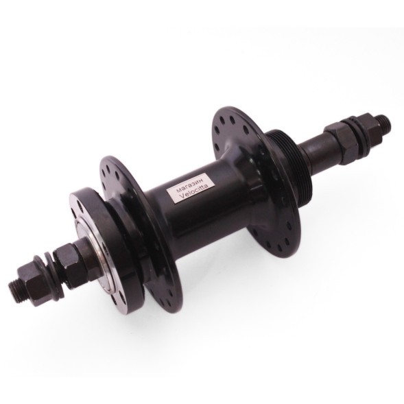 Велосипедная втулка Wang Zheng WZ-A208R black-32, задняя, ось 3/8&amp;quot;х135x175 мм, ALU, под диск 6 болтов, под трещотку, на гайках, 32 отверстия, б/уп.