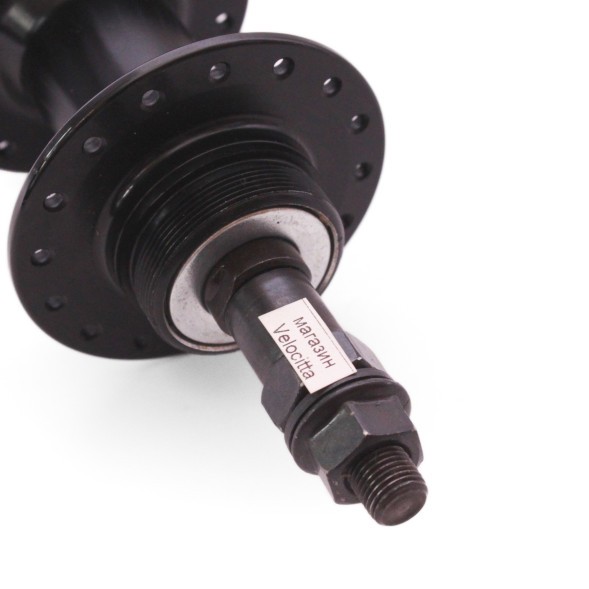 Велосипедная втулка Wang Zheng WZ-A208R black-32, задняя, ось 3/8&amp;quot;х135x175 мм, ALU, под диск 6 болтов, под трещотку, на гайках, 32 отверстия, б/уп.