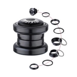 Рулевой велонабор Mixieer QLP-17(BK), 1-1/8&amp;quot;-1.5&amp;quot;, безрезьбовая, EC 34 / 28.6  EC 34/30, подшипники 5/32&amp;quot;x20- 2шт, с якорем, высота 24.5 мм, торг. уп.