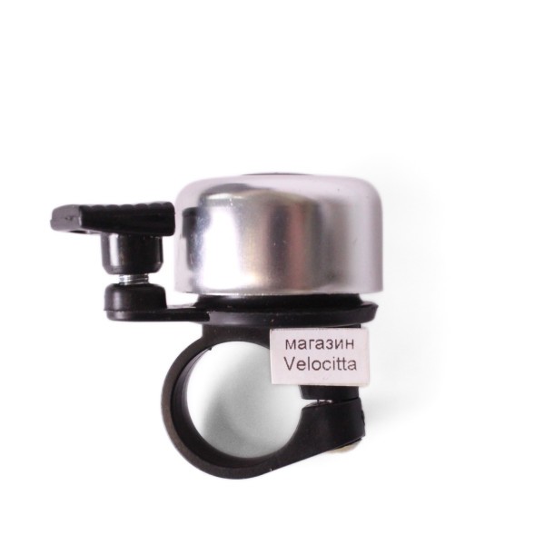 Звонок для велосипеда 11A-06, мини, алюминий/пластик, серебристый