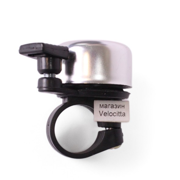 Звонок для велосипеда 11A-06, мини, алюминий/пластик, серебристый