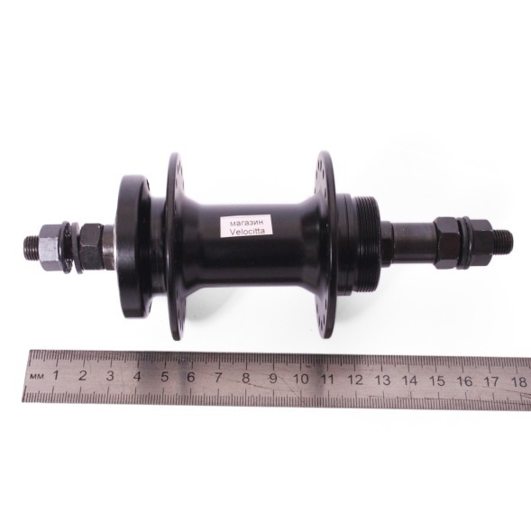 Втулка задняя Wang Zheng WZ-A208R black, ось 3/8&amp;quot;х135x175 мм, ALU, под диск 6 болтов, под трещотку, с гайками, 36 отверстий, б/уп.