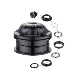 Рулевая колонка Mixieer QLP-39(BK), 1-1/8&amp;quot;-1.5&amp;quot;, безрезьбовая, ZS 44/28.6 ZS 44/30, подшипники 41 x 45°x 45°, с якорем, h-18 мм, Black