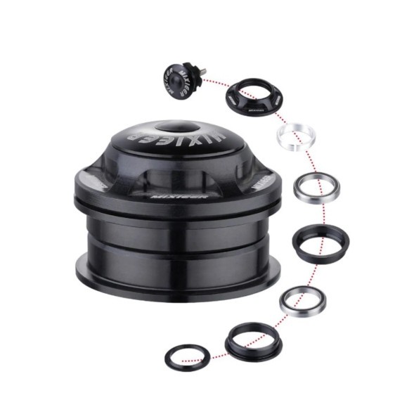 Рулевая колонка Mixieer QLP-39(BK), 1-1/8&amp;quot;-1.5&amp;quot;, безрезьбовая, ZS 44/28.6 ZS 44/30, подшипники 41 x 45°x 45°, с якорем, h-18 мм, Black