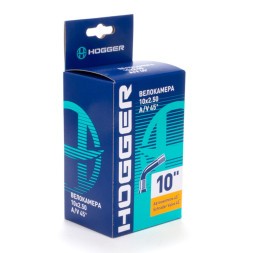 Велокамера Hogger TBHG 10&amp;quot;x 2.50 AV 45°, с кривым соском, бутиловая, черная