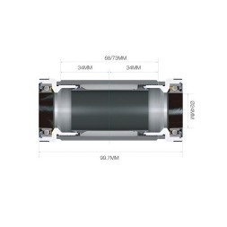 Каретка-картридж Prowheel PW-BB73, 68/73 мм, MTB, шлицевая, на промподшипниках, с внешними чашкам, Hollowtech 2 (24 мм), BC1.37”X24T BB