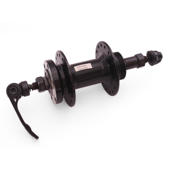 Втулка задняя Wang Zheng WZ-A208RBQ black-32, ось 3/8&amp;quot;х135x145 мм, под диск 6 болтов, под трещотку, с эксцентриком, 32 отверстия, алюминиевая, промподшипники, box