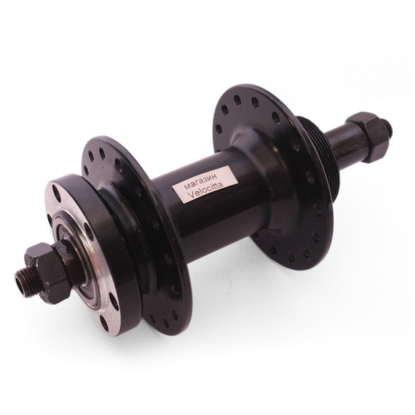 Втулка задняя Wang Zheng WZ-A208RBQ black-32, ось 3/8&amp;quot;х135x145 мм, под диск 6 болтов, под трещотку, с эксцентриком, 32 отверстия, алюминиевая, промподшипники, box