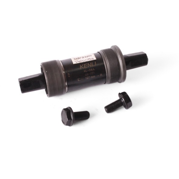 Каретка велосипедная Kenli KL-08A, ось 127 мм, под квадрат, посадочное место 68 мм, стальные чашки