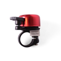 Звонок на велосипед 11A-01, mini, AL/пл, красный