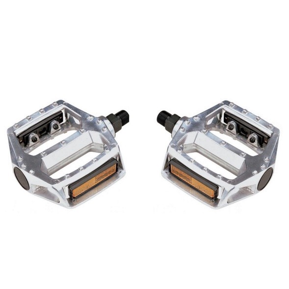 Педали велосипедные Saiguan PS-17, 110x100 мм, ось 9/16&amp;quot;, алюминиевые, платформенные, с шипами, серебро