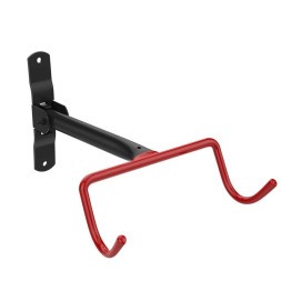Кронштейн-крюк велосипедный HS-017, настенный, стальной, за раму, черный/красный