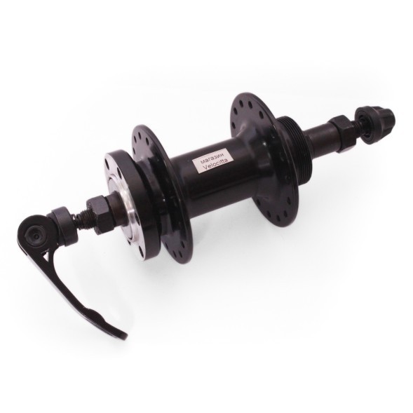 Веловтулка задняя Wang Zheng WZ-A208RQ black-32, ось 3/8&amp;quot;х135x145 мм, ALU, под диск 6 болтов, под трещотку, на эксцентрике, 32 отверстия, б/уп.