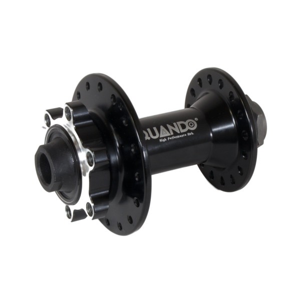 Втулка передняя Quando Gravel, под полую ось 12х100 мм, под Disk 6 болтов, алюминиевая, без эксцентрика, 32 отверстия, торг. упак.