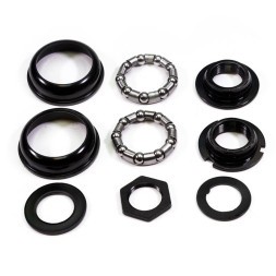 Каретка для односоставных шатунов Neco, 9 деталей, (подш. 5/16&amp;quot;х9-2шт, чашки 51.5 мм-2шт; кон. лев. 7/8&amp;quot;х24T-LH, пр. 15/16&amp;quot;х24T, шайба-2шт, гайка), б/уп.