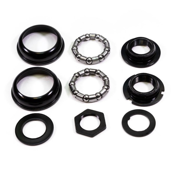 Каретка для односоставных шатунов Neco, 9 деталей, (подш. 5/16&amp;quot;х9-2шт, чашки 51.5 мм-2шт; кон. лев. 7/8&amp;quot;х24T-LH, пр. 15/16&amp;quot;х24T, шайба-2шт, гайка), б/уп.