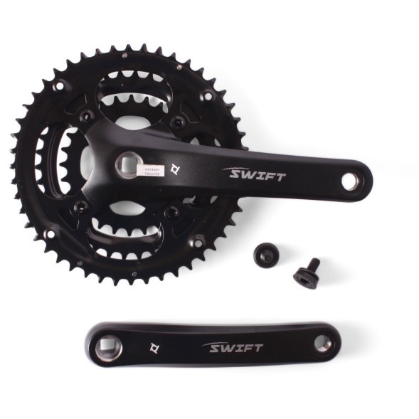 Система шатунов велосипедная Prowheel SHIFT-201, 175 мм, 48/38/28T, квадрат, с болтами, алюминий, без защиты