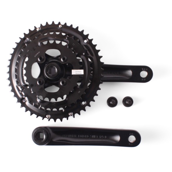 Система шатунов велосипедная Prowheel SHIFT-201, 175 мм, 48/38/28T, квадрат, с болтами, алюминий, без защиты