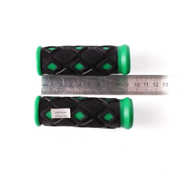 Грипсы велосипедные HL-G48 &amp;quot;Ромбик&amp;quot;, резиновые, 90 мм, зеленый