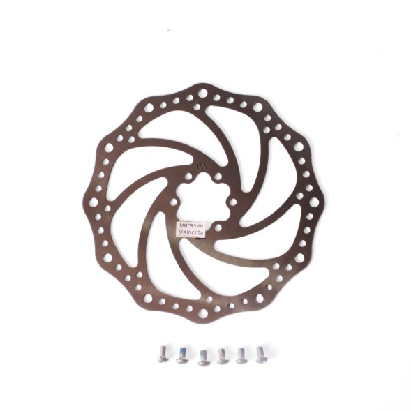 Ротор велосипедный Shunfeng SF-DB19, 180 мм, под 6 болтов, PCD 44 мм, сталь, серебристый