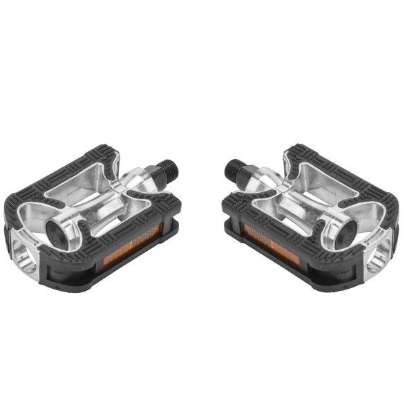 Педали Feimin City FP-910, 111x72 мм, ось 9/16&amp;quot;, алюминий, черный/серебристый